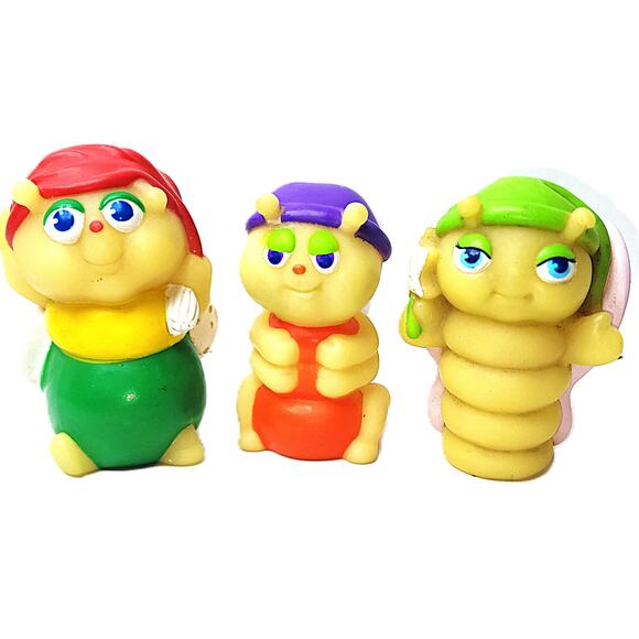 1980's Vintage 3" Glow Worm Glo Friend Butterfly Action Figure with Green Hat - Picture 7 of 8